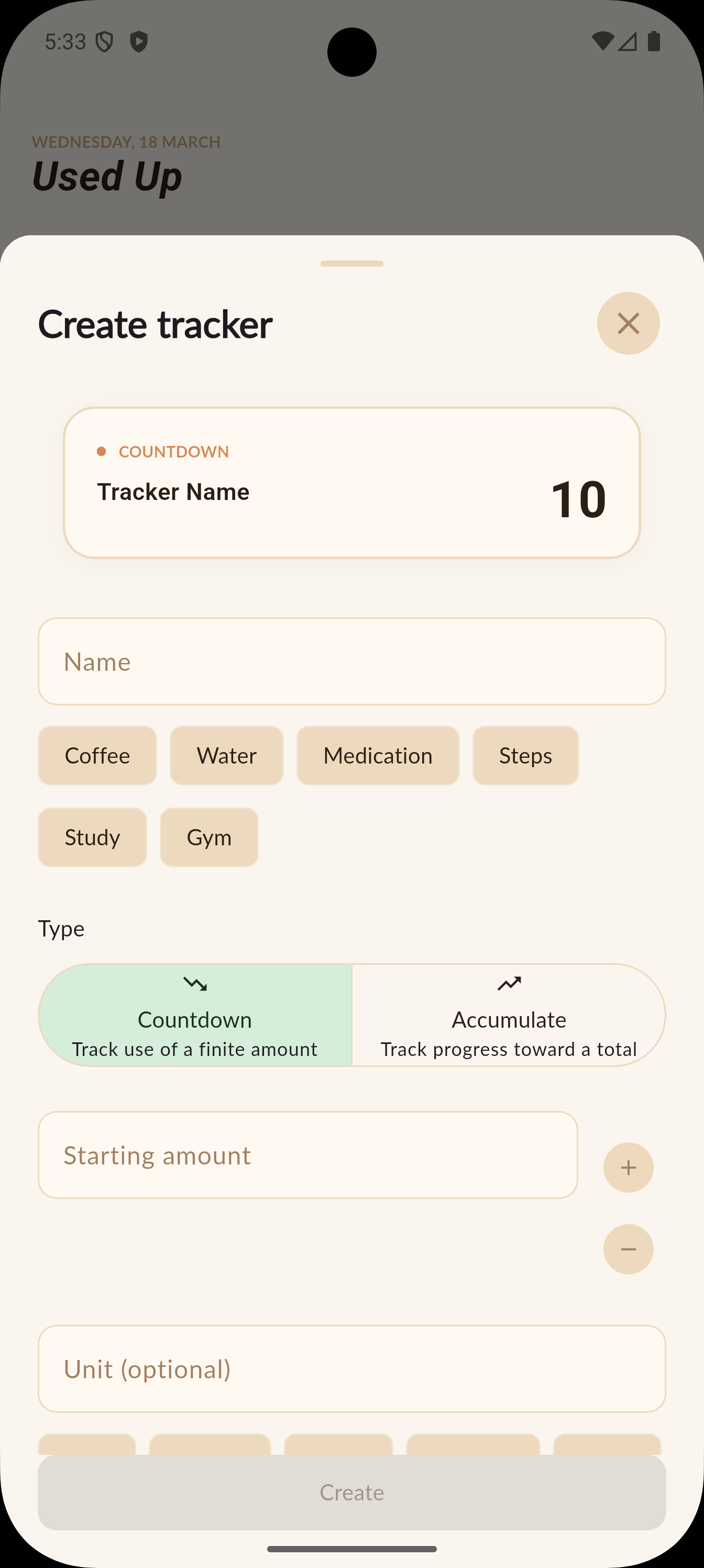 Create a new tracker