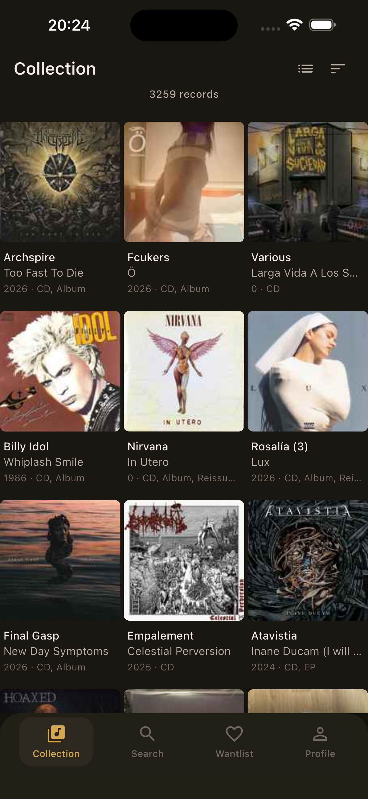 Collection grid view